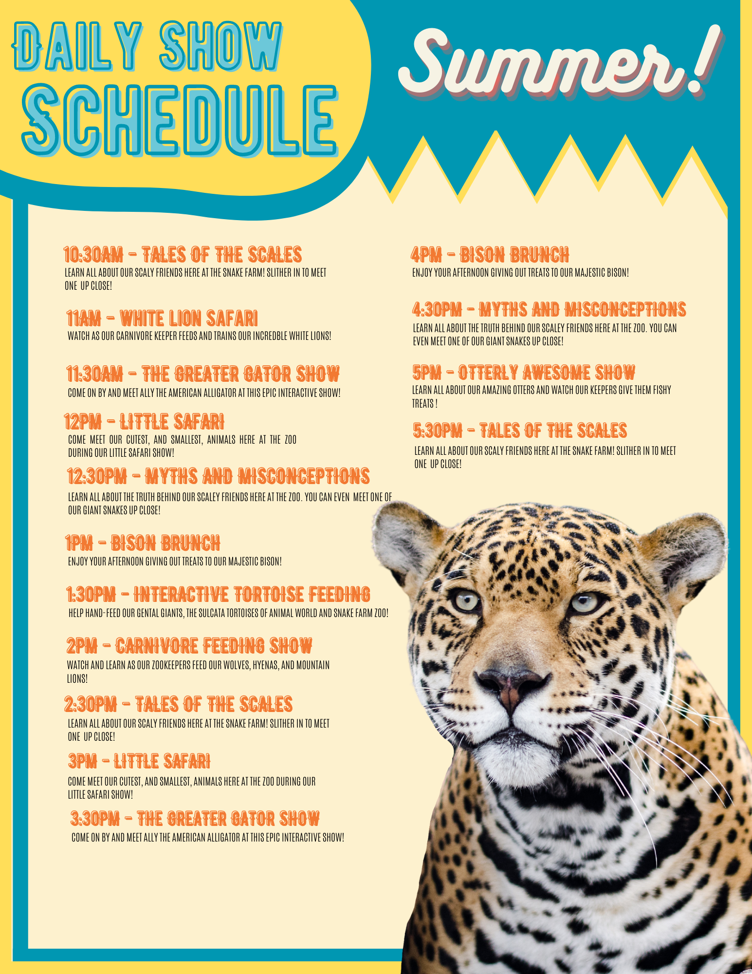 Show Schedule Zoo & Snake Farm New Braunfels