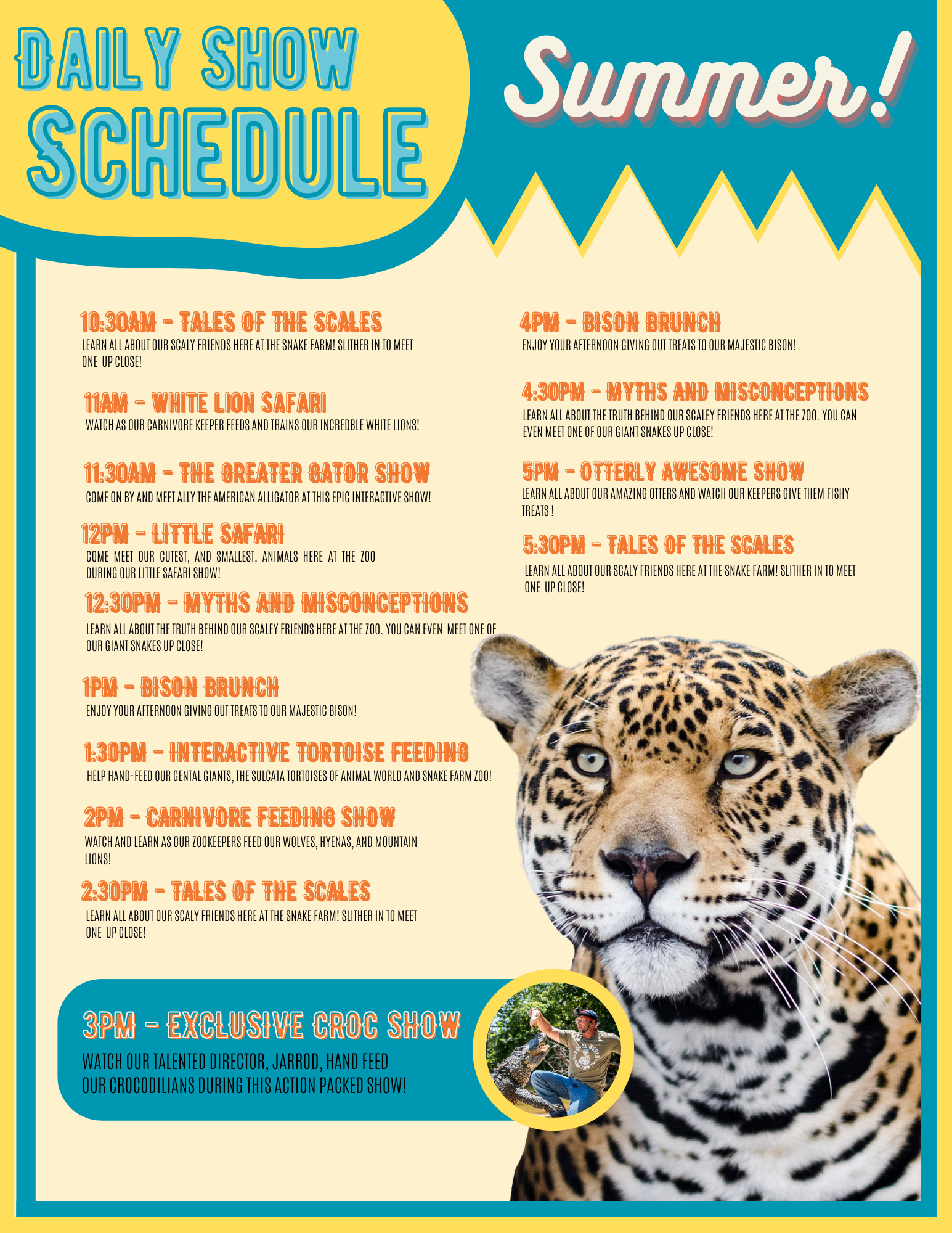 Show Schedule Zoo & Snake Farm New Braunfels